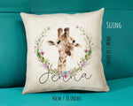 Personalised Giraffe Cushion Gift Printed Name Design - Cushion Throw Pillow Gift For Mum Dad Friend Bedroom Birthday Christmas Gift CS158