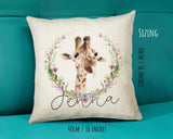 Personalised Giraffe Cushion Gift Printed Name Design - Cushion Throw Pillow Gift For Mum Dad Friend Bedroom Birthday Christmas Gift CS158