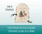 Personalised Christmas Sack - Santa Sack for Kids Presents Xmas Reindeer Tree Design Stocking Christmas Eve Bag Box for Girls & Boys XS015