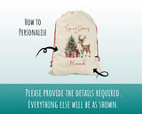 Personalised Christmas Sack - Santa Sack for Kids Presents Xmas Reindeer Tree Design Stocking Christmas Eve Bag Box for Girls & Boys XS015