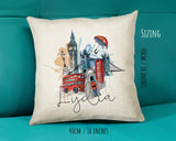 Personalised London City Watercolour Cushion Custom Design Gift Valentines Present - London Landmark Pillow Gift CS313