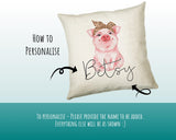Personalised Hipster Pig Cushion Gift Printed Name Design - Cushion Throw Pillow Gift For Mum Friend Bedroom Birthday Christmas Gift CS143