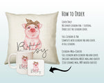 Personalised Hipster Pig Cushion Gift Printed Name Design - Cushion Throw Pillow Gift For Mum Friend Bedroom Birthday Christmas Gift CS143