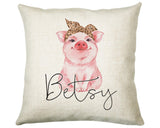 Personalised Hipster Pig Cushion Gift Printed Name Design - Cushion Throw Pillow Gift For Mum Friend Bedroom Birthday Christmas Gift CS143