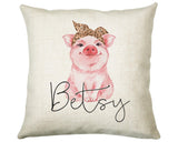 Personalised Hipster Pig Cushion Gift Printed Name Design - Cushion Throw Pillow Gift For Mum Friend Bedroom Birthday Christmas Gift CS143