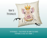 Personalised Hipster Pig Cushion Gift Printed Name Design - Cushion Throw Pillow Gift For Mum Friend Bedroom Birthday Christmas Gift CS142