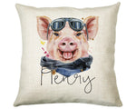Personalised Hipster Pig Cushion Gift Printed Name Design - Cushion Throw Pillow Gift For Mum Friend Bedroom Birthday Christmas Gift CS141