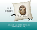 Personalised Hedgehog Cushion Gift Printed Name Design - Cushion Throw Pillow Gift For Mum Dad Friend Bedroom Birthday Christmas Gift CS087