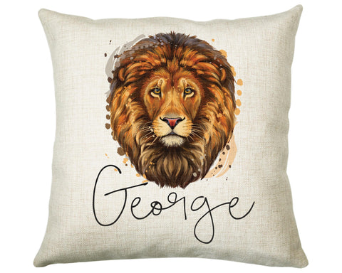 Personalised Lion Big Cat Cushion Gift Printed Name Design - Cushion Throw Pillow Gift For Mum Dad Friend Bedroom Birthday Christmas CS086