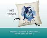 Personalised Orca Killer Whale Cushion Gift Printed Name Design - Cushion Throw Pillow Gift For Mum Dad Friend Bedroom Birthday Gift CS088