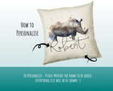 Personalised Rhino Cushion Gift Printed Name Design - Cushion Throw Pillow Gift For Mum Dad Friend Bedroom Birthday Christmas Gift CS085