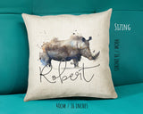 Personalised Rhino Cushion Gift Printed Name Design - Cushion Throw Pillow Gift For Mum Dad Friend Bedroom Birthday Christmas Gift CS085