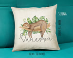Personalised Sloth Cushion Gift Printed Name Design - Cushion Throw Pillow Gift For Mum Dad Friend Bedroom Birthday Christmas Gift CS071