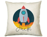 Personalised Space Rocket Cushion Gift Printed Name Design Cushion Throw Pillow Gift For Boys Nursery Bedroom Birthday Christmas Gift CS011