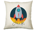 Personalised Space Rocket Cushion Gift Printed Name Design Cushion Throw Pillow Gift For Boys Nursery Bedroom Birthday Christmas Gift CS011