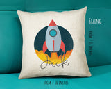 Personalised Space Rocket Cushion Gift Printed Name Design Cushion Throw Pillow Gift For Boys Nursery Bedroom Birthday Christmas Gift CS011