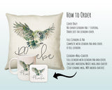 Personalised Owl Leaf Cushion Gift Printed Name Design - Cushion Throw Pillow Gift For Boys Nursery Bedroom Birthday Christmas Gift CS394