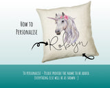 Personalised Unicorn Cushion Gift Printed Name Design - Cushion Throw Pillow Gift For Girls Nursery Bedroom Birthday Christmas Gift CS050