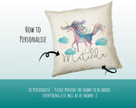 Personalised Unicorn Cushion Gift Printed Name Design - Cushion Throw Pillow Gift For Girls Nursery Bedroom Birthday Christmas Gift CS034