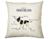 Anatomy of a French Bulldog Funny Gift For Him Or Her Cushion Pillow Bedroom Decor CS415