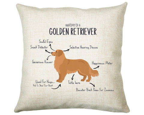 Anatomy of a Golden Retriever Funny Gift For Him Or Her Cushion Pillow Bedroom Decor CS410