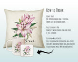 Personalised Lily Flowers Cushion Gift Printed Name Design - Cushion Throw Pillow Gift For Sitting Room Bedroom Birthday Gift CS491