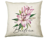 Personalised Lily Flowers Cushion Gift Printed Name Design - Cushion Throw Pillow Gift For Sitting Room Bedroom Birthday Gift CS491