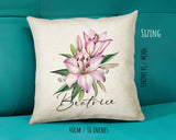 Personalised Lily Flowers Cushion Gift Printed Name Design - Cushion Throw Pillow Gift For Sitting Room Bedroom Birthday Gift CS491