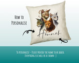 Cat Gift For Cat Lovers - Personalised Cushion with Name - Cat Themed Gift for Cat Owner - Gift for Girls - Watercolour Warrior CS547