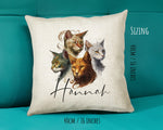 Cat Gift For Cat Lovers - Personalised Cushion with Name - Cat Themed Gift for Cat Owner - Gift for Girls - Watercolour Warrior CS547