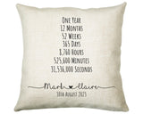 Personalised 1st Anniversary Cotton Gift Cushion One Year Custom Design Gift Valentines Present - Wedding Cushion Pillow Gift CS467