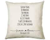 Personalised 7th Anniversary Cotton Gift Cushion Seven Years Custom Design Gift Valentines Present - Wedding Cushion Pillow Gift CS551