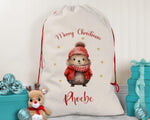 Personalised Christmas Sack - Santa Sack for Kids Presents Xmas Cute Hedgehog Design Stocking Christmas Eve Bag Box for Girls & Boys XS040