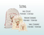 Personalised Christmas Sack - Santa Sack for Kids Presents Xmas Cute Reindeer Design Stocking Christmas Eve Bag Box for Girls & Boys XS030