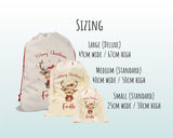 Personalised Christmas Sack - Santa Sack for Kids Presents Xmas Cute Reindeer Design Stocking Christmas Eve Bag Box for Girls & Boys XS030