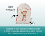 Personalised Christmas Sack - Santa Sack for Kids Presents Xmas Cute Reindeer Design Stocking Christmas Eve Bag Box for Girls & Boys XS029