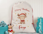 Personalised Christmas Sack - Santa Sack for Kids Presents Xmas Cute Reindeer Design Stocking Christmas Eve Bag Box for Girls & Boys XS029