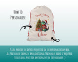 Personalised Christmas Sack - Santa Sack for Kids Presents Xmas Dinosaur Tree Design Stocking Christmas Eve Bag Box for Girls & Boys XS025