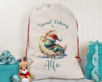 Personalised Christmas Sack - Santa Sack for Kids Presents Xmas Dinosaur Moon Design Stocking Christmas Eve Bag Box for Girls & Boys XS023
