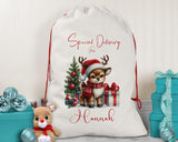 Personalised Christmas Sack - Santa Sack for Kids Presents Xmas Reindeer Tree Design Stocking Christmas Eve Bag Box for Girls & Boys XS018
