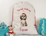 Personalised Shih Tzu Dog Large Christmas Sack - Red Drawstring Bag for Xmas Presents - Christmas Eve Bag Box Decoration for Dogs XS148