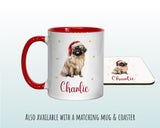 Personalised Pekingese Dog Large Christmas Sack - Red Drawstring Bag for Xmas Presents - Christmas Eve Bag Box Decoration for Dogs XS135