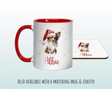 Personalised Papillon Dog Large Christmas Sack - Red Drawstring Bag for Xmas Presents - Christmas Eve Bag Box Decoration for Dogs XS134