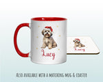 Personalised Lhasa Apso Dog Large Christmas Sack - Red Drawstring Bag for Xmas Presents - Christmas Eve Bag Box Decoration for Dogs XS128