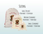 Personalised Dachshund Large Christmas Sack - Red Drawstring Bag for Xmas Presents - Christmas Eve Bag Box Decoration for Dogs XS096