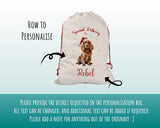 Personalised Cocker Spaniel Large Christmas Sack - Red Drawstring Bag for Xmas Presents - Christmas Eve Bag Box Decoration for Dogs XS088
