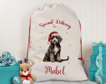 Personalised Cockapoo Large Christmas Sack - Red Drawstring Bag for Xmas Presents - Christmas Eve Bag Box Decoration for Dogs XS087
