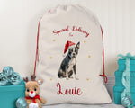 Personalised Boston Terrier Large Christmas Sack - Red Drawstring Bag for Xmas Presents - Christmas Eve Bag Box Decoration for Dogs XS077