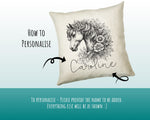 Personalised Horse Lover Cushion Gift Printed Name Design - Cushion Throw Pillow Gift For Boys Nursery Bedroom Birthday Gift G015