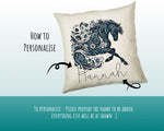 Personalised Horse Lover Cushion Gift Printed Name Design - Cushion Throw Pillow Gift For Boys Nursery Bedroom Birthday Gift G014